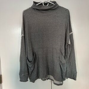 Free People We the Free Grey Cowl Neck Long Pullover, size Medium.
